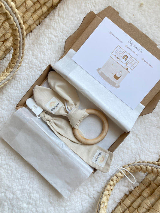 Mini box BEIGE anneau de dentition et attache tétine-SQ1710009